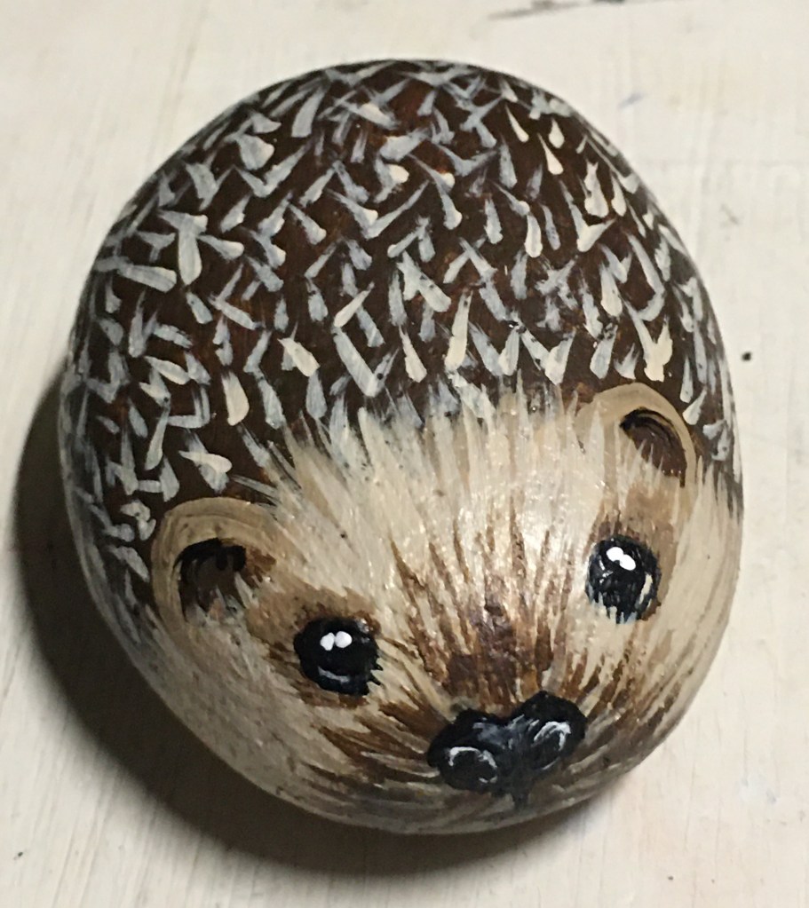 Hedgehog rock painting